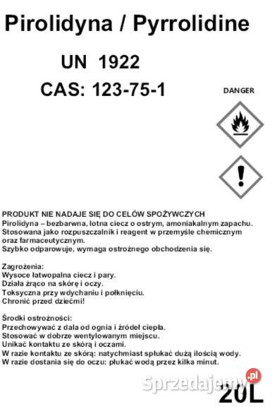 PIROLIDYNA Pyrrolidine CAS 123751 Warszawa