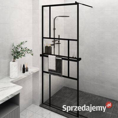 Ścianka prysznicowa z półką czarna 80x195 ESG i Warszawa
