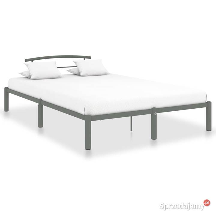 vidaXL Rama łóżka, szara, metalowa, 140 x 200 cm (284665)