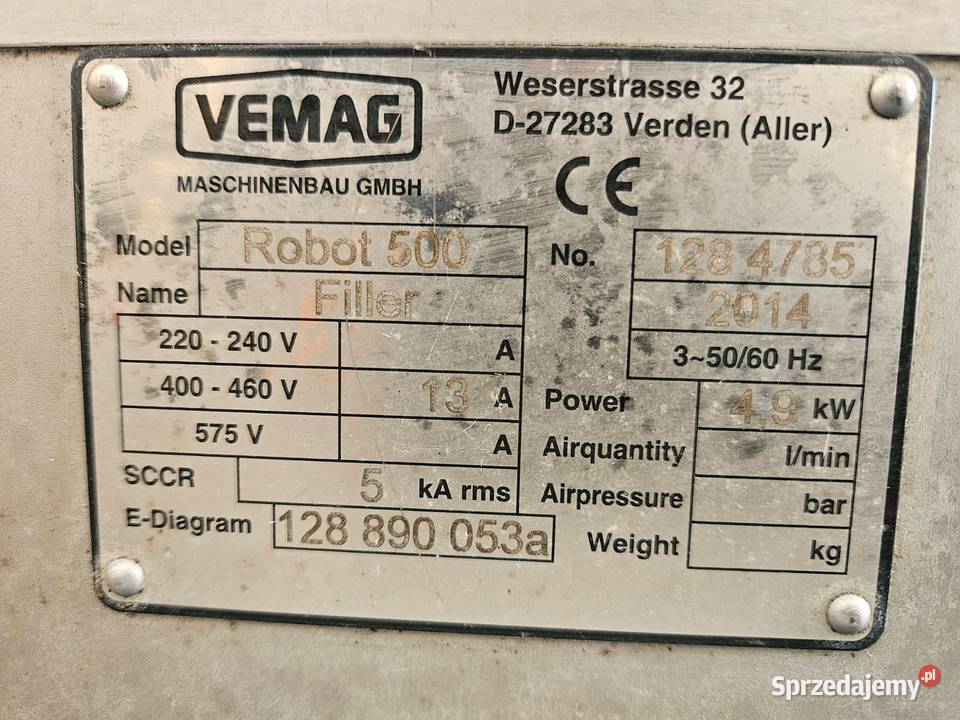 Nadziewarka próżniowa Vemag Robot 500 z wilkiem Krotoszyn