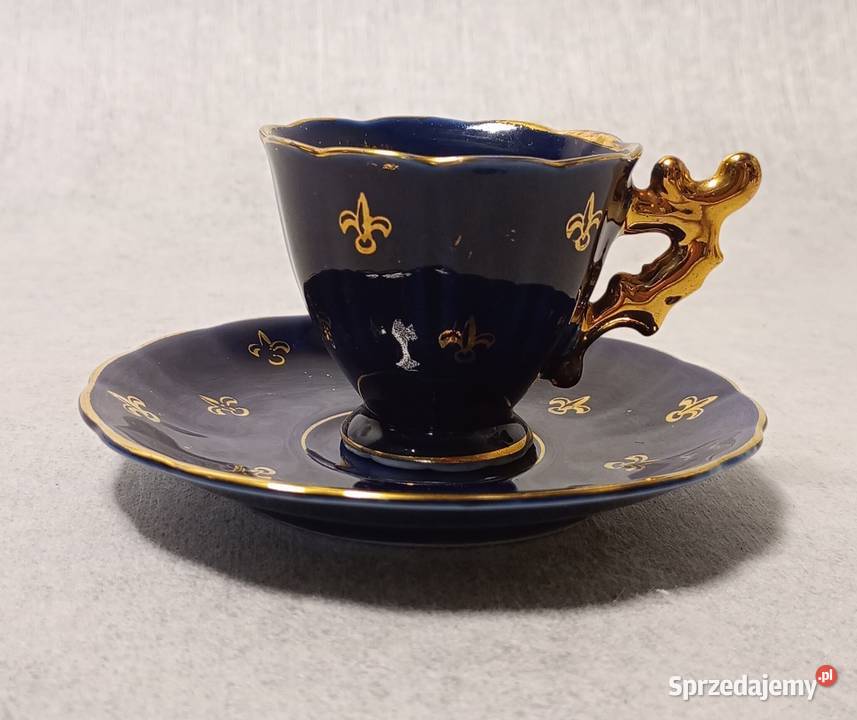TERRA IMPORT Filiżanka Duet Kobalt Złoto Lilijka Antyki, Sztuka, Kolekcje Łódź sprzedam
