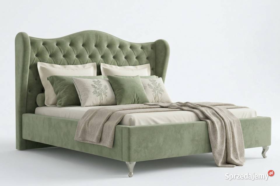 Łóżko USZAK 160x200 niebieskie pojemnik stelaż pomorskie Sopot