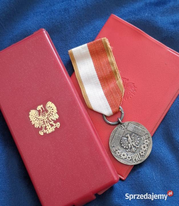 Medal XL lecia PRL dokument pudełko Wejherowo