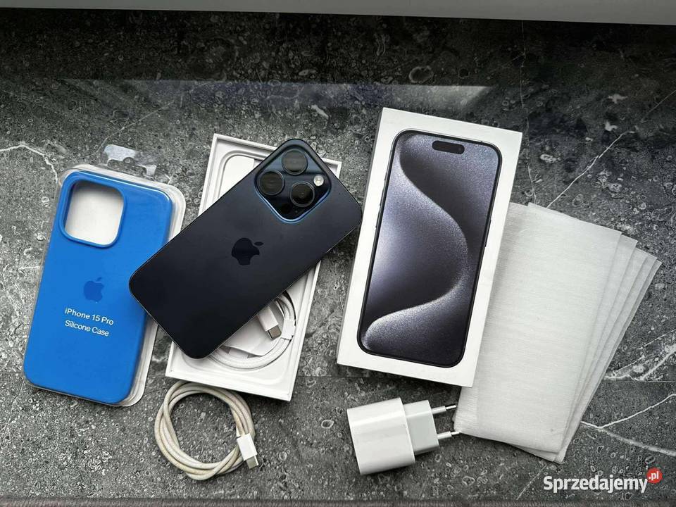 iPhone 15 Pro niebieski Tytan Łańcut