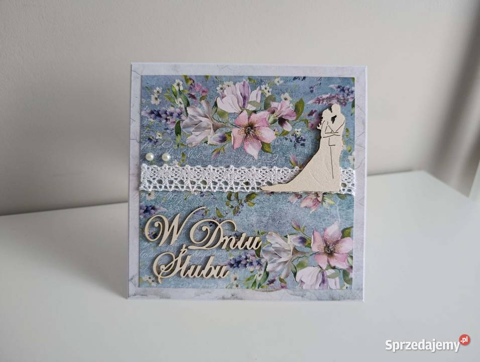 Kartka ręcznie robiona na Ślub handmade łódzkie Łódź sprzedam