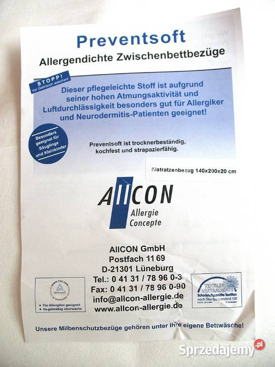 Pokrowiec na materac antyalergiczny 140 x 200 x
