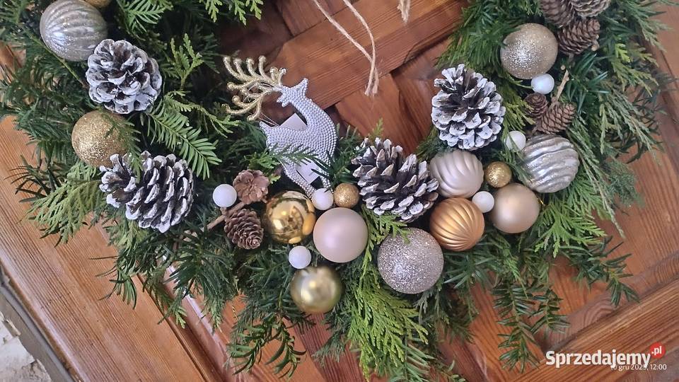 Wieniec wianek żywy podkład 60 biel złoto małopolskie Koszyce sprzedam