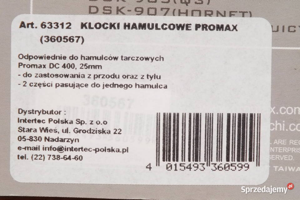Klocki hamulcowe 2 pary Promax PD 65 do Promax Lubin