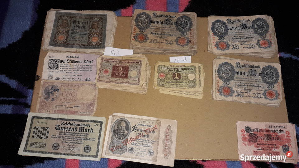 Spora ilość starych niemieckich banknotów Numizmatyka Szczecin