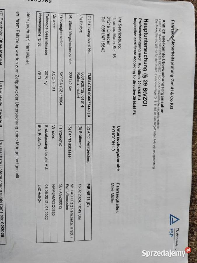 SKODA YETI 20 TDI 4x4 Leszno