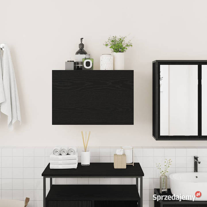 Wisząca szafka łazienkowa czarna 60x25x40 mazowieckie Warszawa