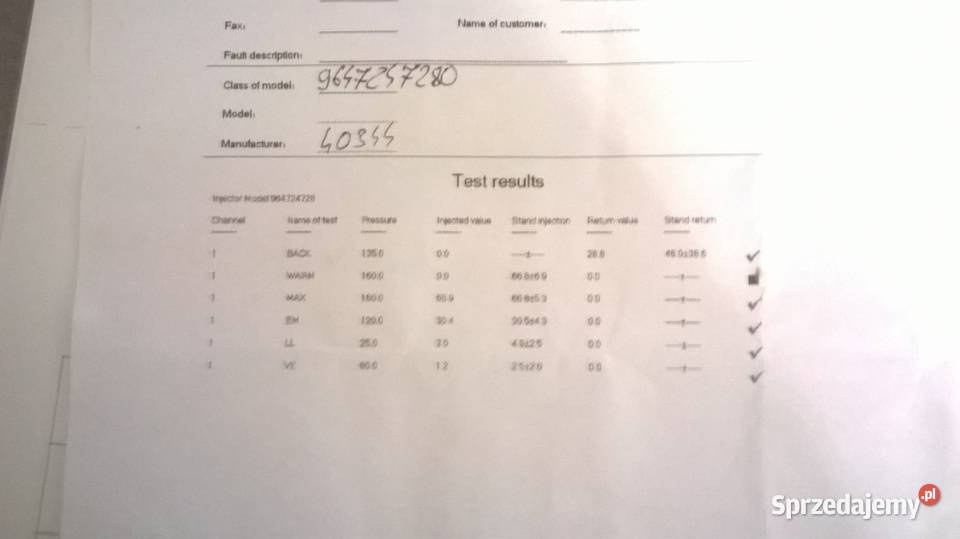 Wtryskiwacz Ford Volvo Citroen Peguoet osobowe Ostrołęka sprzedam