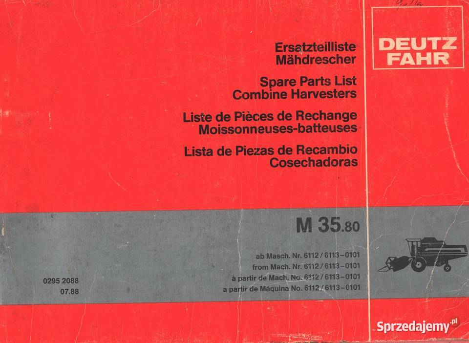 Deutz Fahr RB 356 381 Katalog części Vicon RV wielkopolskie Szamotuły