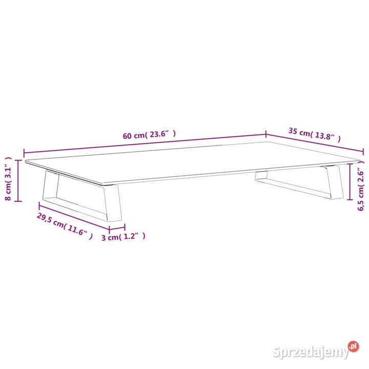 Podstawka pod monitor biała 60x35x8 szkło i Warszawa