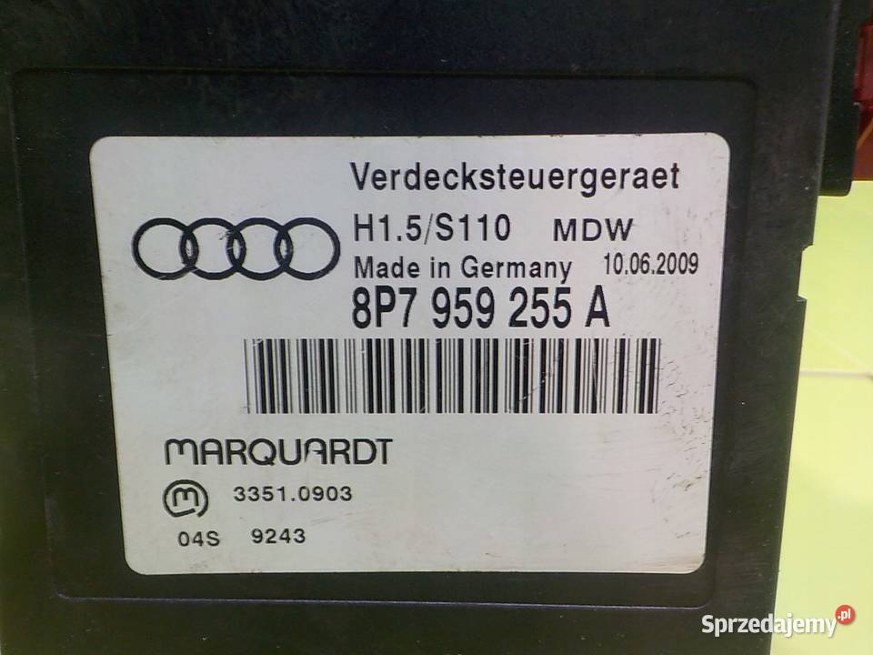 AUDI A3 8P II LIFT 09r CABRIO 2D sterownik dachu osobowe Suków
