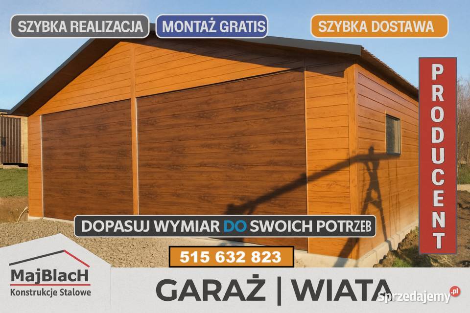 Garaż Blaszany Drewnopodobny Zadaszenie Garaże Przasnysz