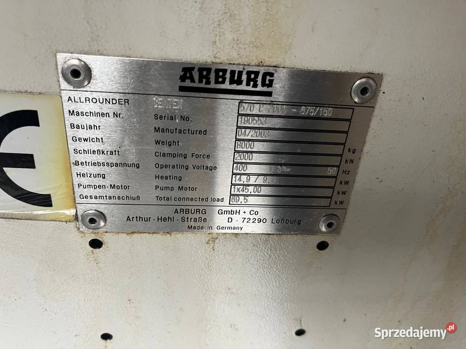 Wtryskarka dwukomponentowa Arburg 570C Białogard