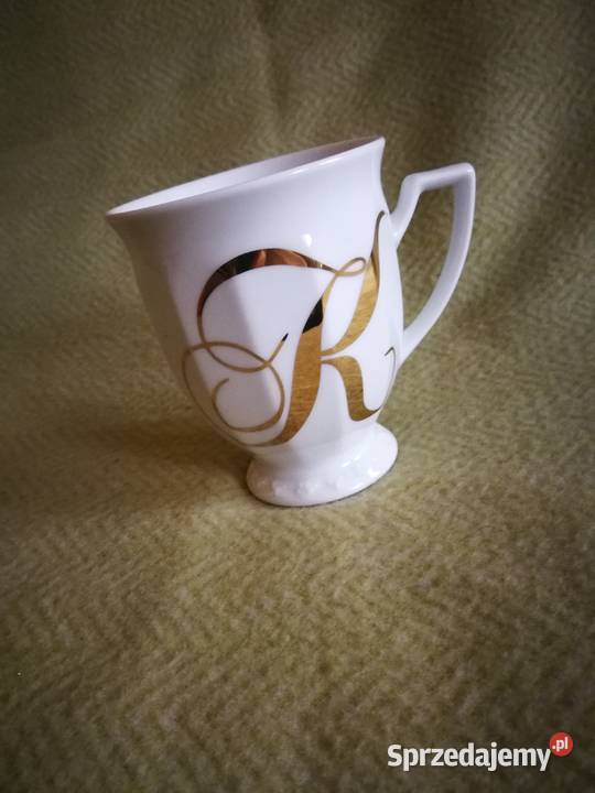 Kubek Rosenthal Maria Biała Alfabet złota litera Porcelana i szkło