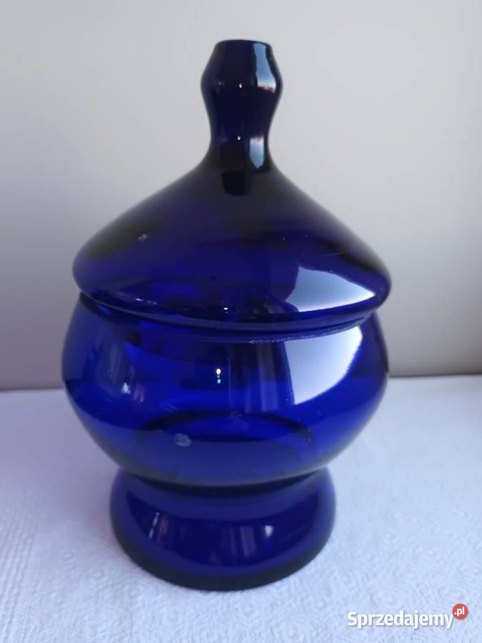 Piękny wazon masywny niebieskie kobalt szkło Wyposażenie wnętrz Gdańsk sprzedam