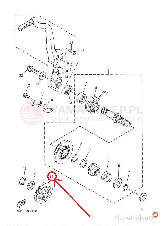 Koło zębate rozrusznika Yamaha WR426F 5BE1565100 Rozruszniki