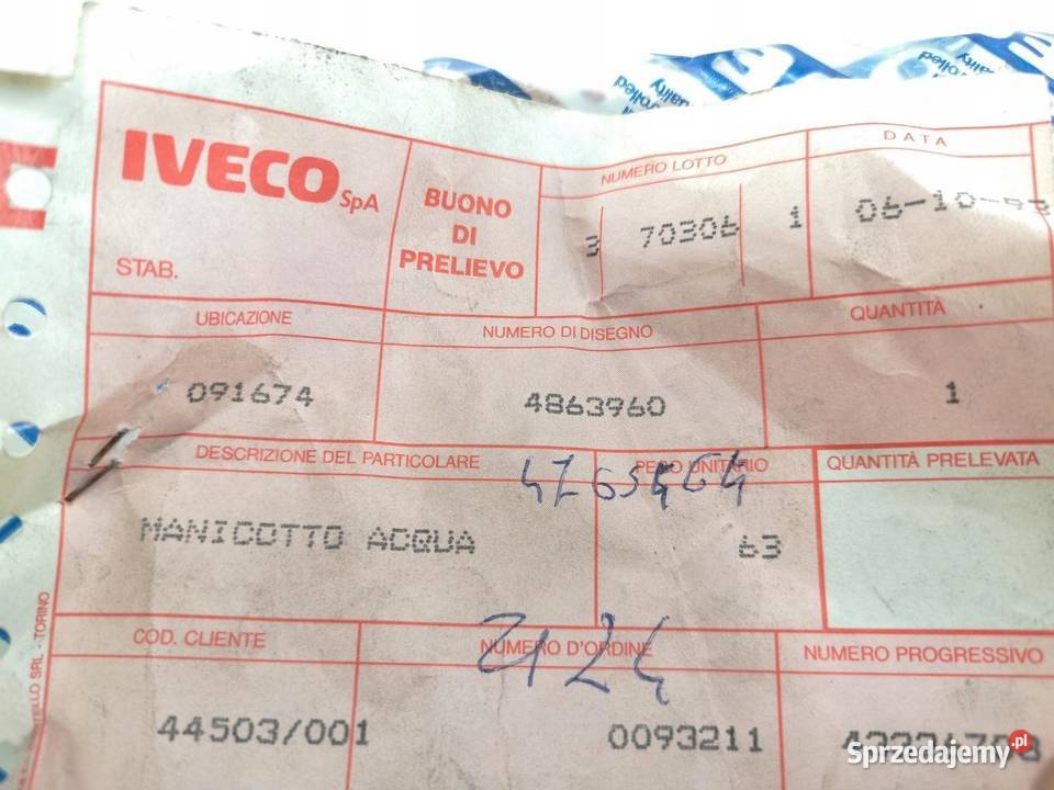 PRZEWÓD WODY IVECO EUROSTAR EUROTECH ORYGINAŁ ciężarowe lubelskie