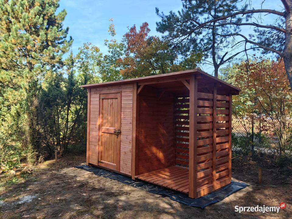 Domek narzędziowy 2 x 15m z drewutnią na drewno Kalety