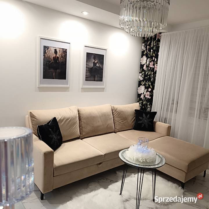 Narożnik rozkładany Milano welurowy beżowy Narożniki Olkusz