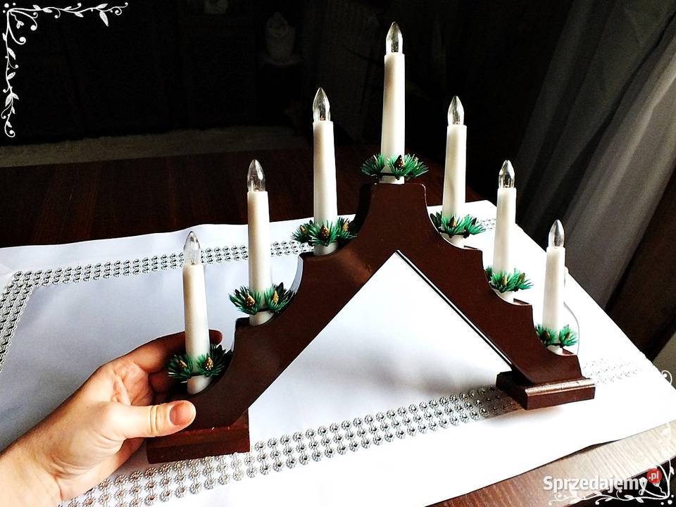 Świecznik drewniany świąteczny na okno Żary