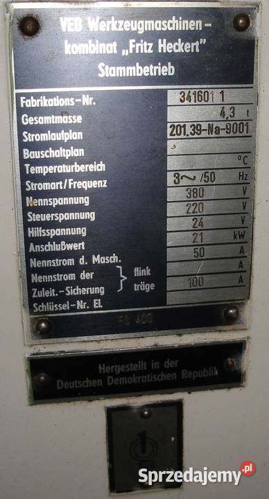 Frezarka do metalu heckert FQ 400 odczyty Hajnówka