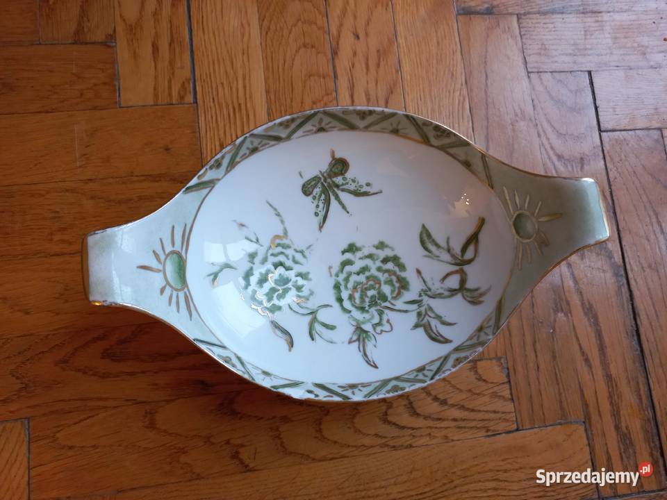 porcelana stara ręcznie malowana patera Piastów