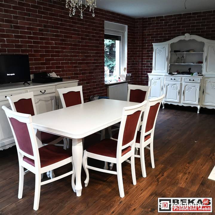 Biały Stół rozkładany Ludwik 160200240 6 Krzeseł Nowy Sącz sprzedam