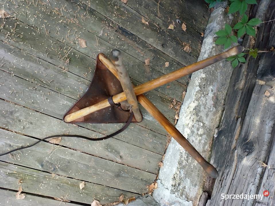 Krzesełko turystyczne składane PRL loftt skóra