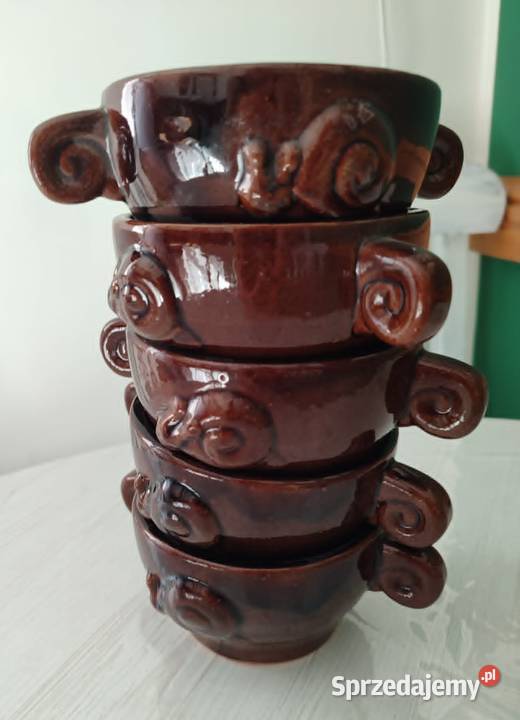 Ceramiczne szkliwione bulionówki ozdobne 5 sztuk Gdańsk