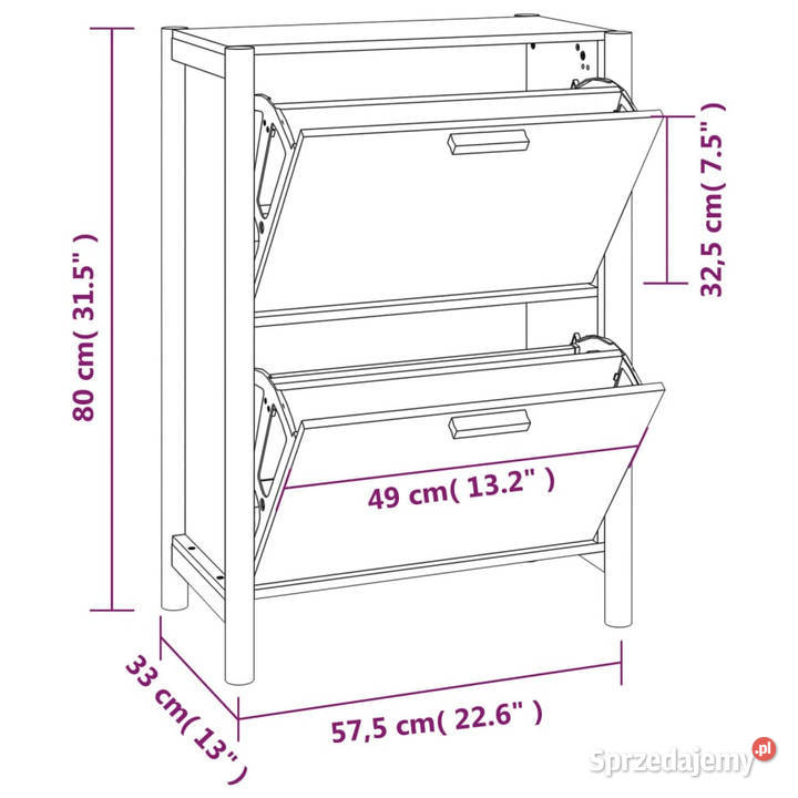 Szafka na buty czarna 575x33x80 materiał Warszawa