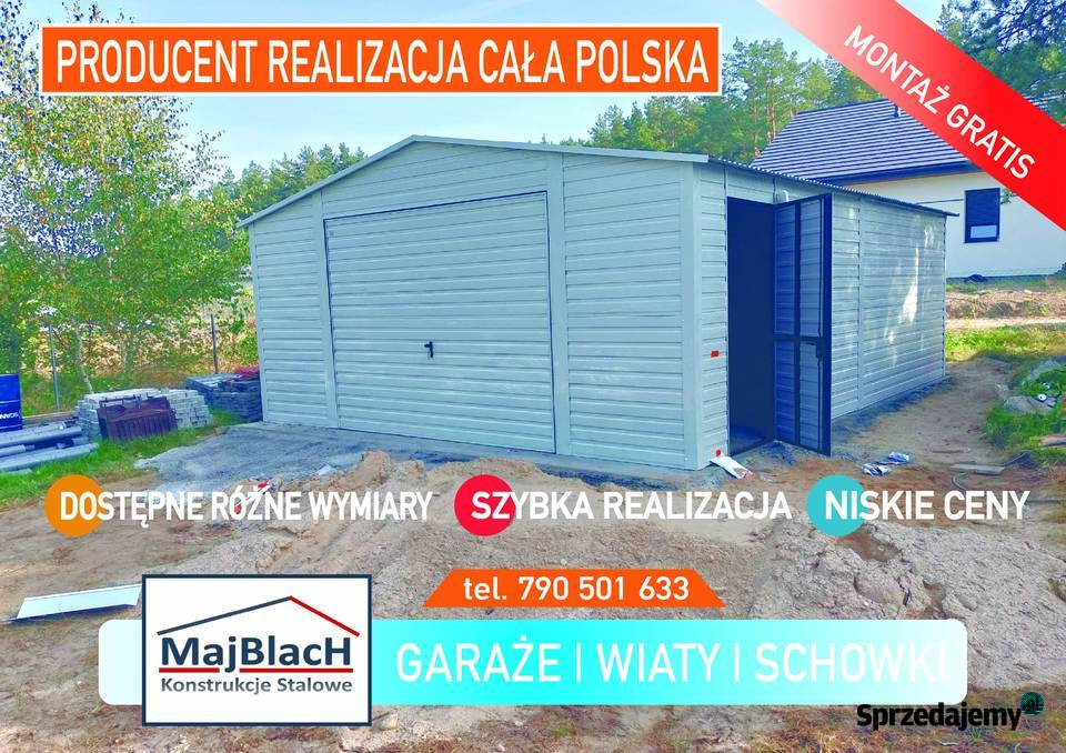 Biały Blaszak Garaż Blaszany Dwuspadowy z sprzedam