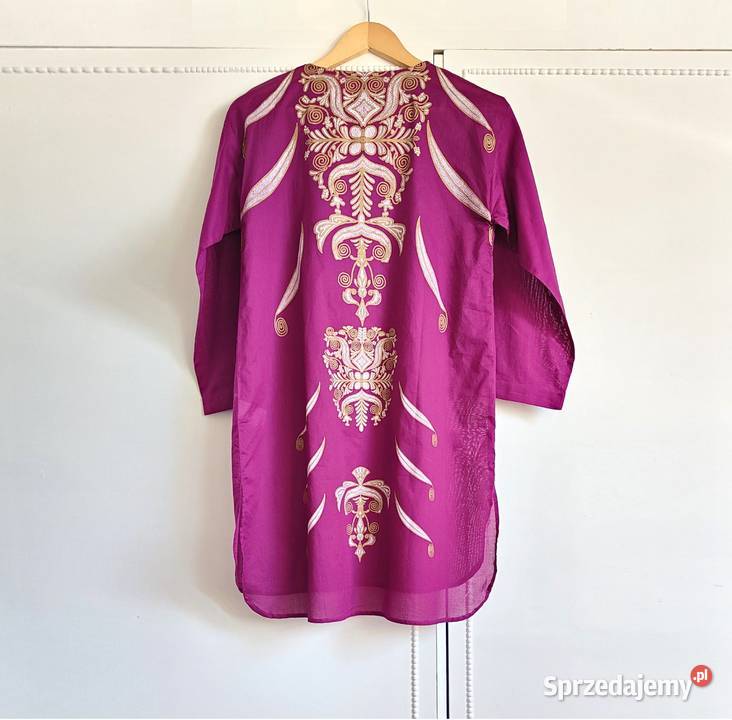 Nowa tunika indyjska kurti kameez bawełna fiolet Bluzki i koszule Szczecin