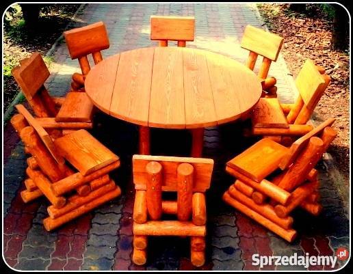 Meble ogrodowe barowe krzesła drewniane huśtawka Chojnice sprzedam