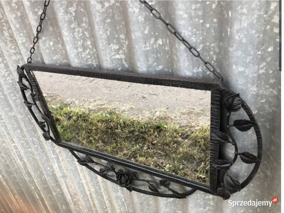 Stare Metalowe Lustro kwiaty łódzkie