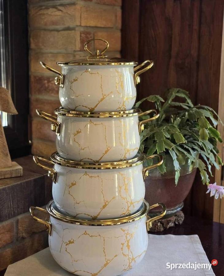 229 Garnki emalia kremowy marmur MASTERPAN Zabrze sprzedam