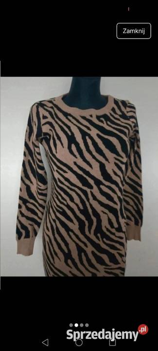 Sukienka dzianinowa paski zebry ocieplana Spódnice i sukienki Odzież damska Krosno sprzedam