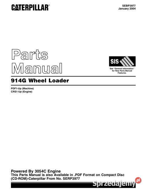 Caterpillar 914G katalog części świętokrzyskie Kielce sprzedam