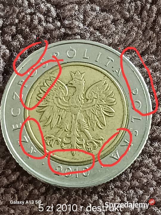 5 Złotych 2010 r wielodestrukt rzadkość