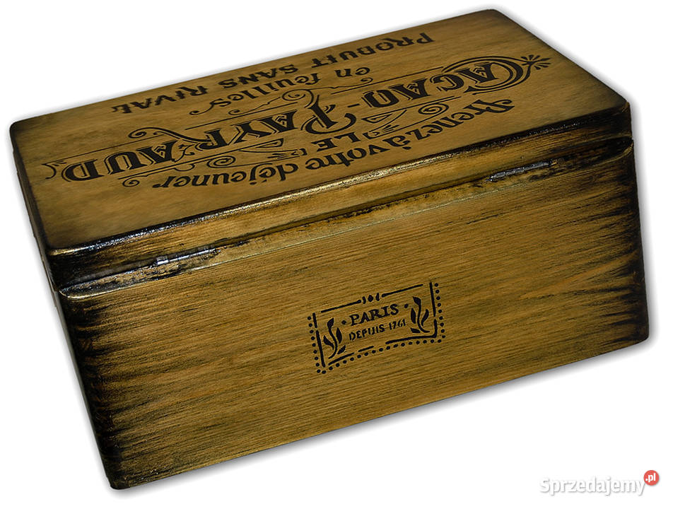 KUFER skrzynka drewniana CACAO PAYRAUD vintage brązowy Bydgoszcz sprzedam