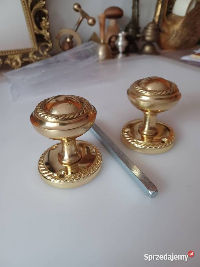 Komplet klamek gałek mosiężnych obrotowych Poznań