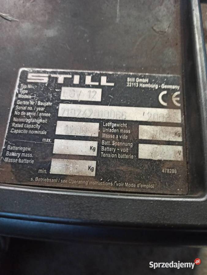 Wózek elektryczny Still EGV 12 uszkodzony Żagań