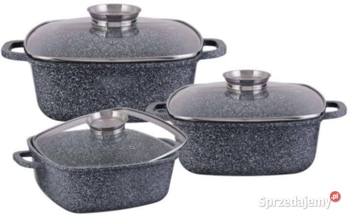 Garnki brytfanki marmurkowe 3 szare zachodniopomorskie Szczecin