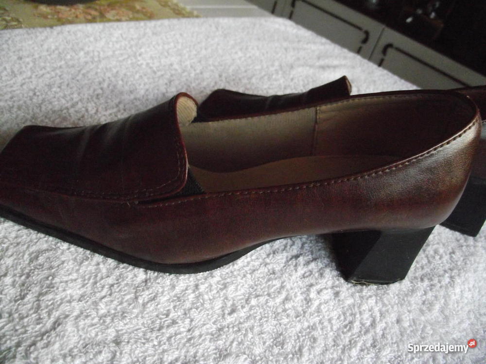 PÓŁBUTY Z NATURALNEJ SKÓRY BRĄZOWE r 3637 Rozmiar 36 Piła