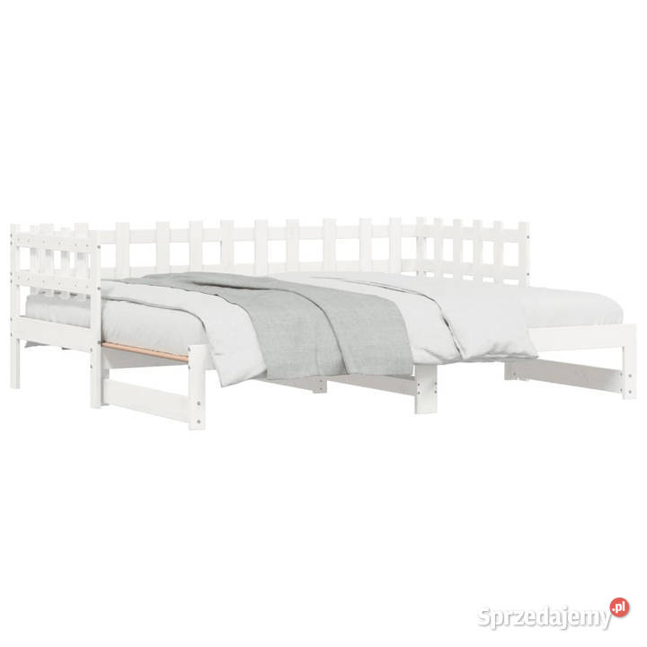 Łóżko rozsuwane białe 2x90x190 lite drewno