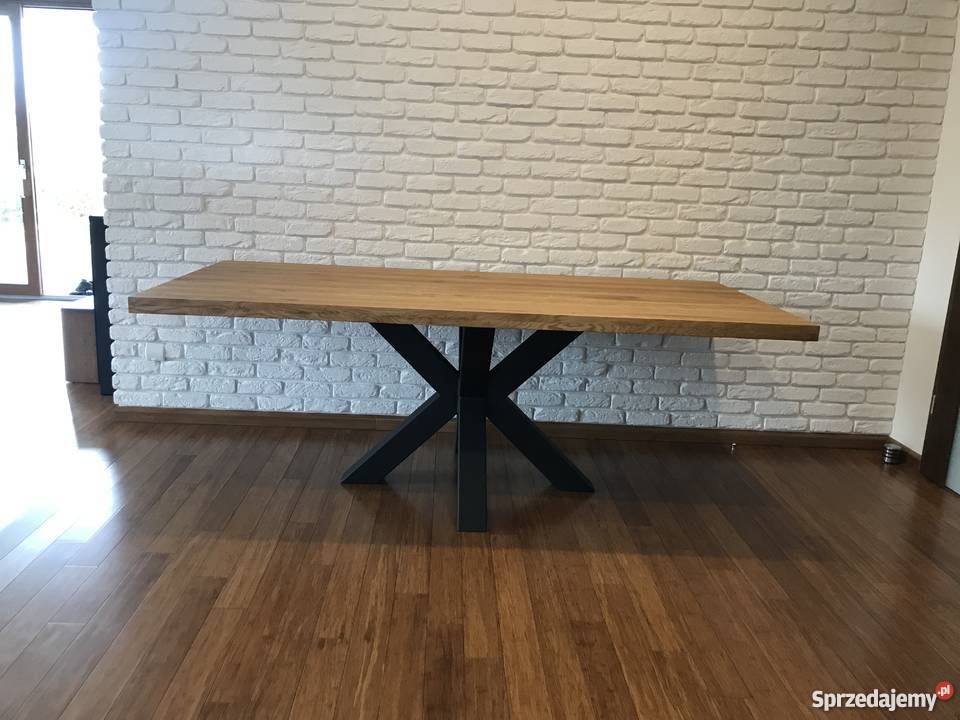 Stół z dębowym blatem w stylu loft industrialny z noga X