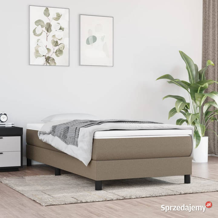 Łóżko kontynentalne z materacem taupe tkanina 203cm